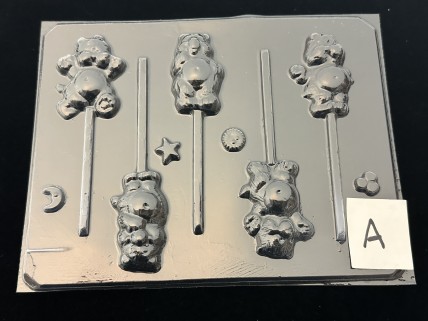 229sp Caring Bears Chocolate Candy Lollipop Mold FACTORY SECOND